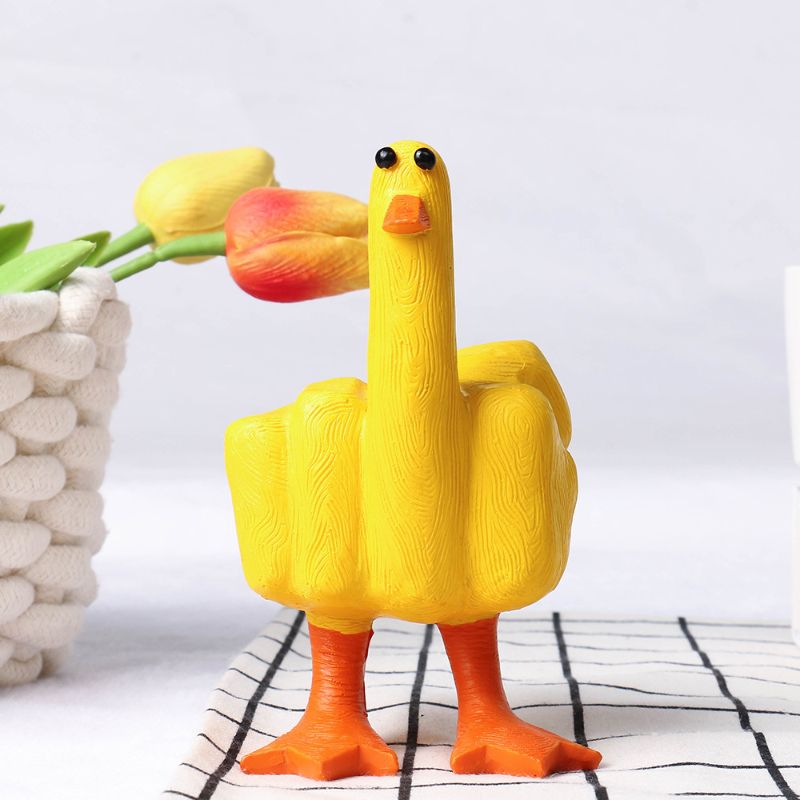 Birthday,Personalized,Friendship Gifts,Middle Finger Duck Desktop Mini Ornament - Creative Resin Crafts